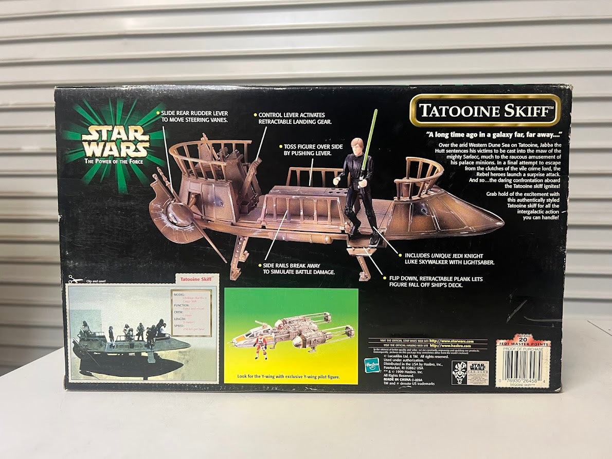 NIB Star Wars POTF Tatooine Skiff with Jedi Knight Luke Skywalker Action Figure