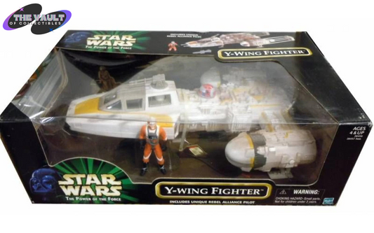 NIB Star Wars The Power of the Force Y-WING FIGHTER w/Rebel Alliance Pilot