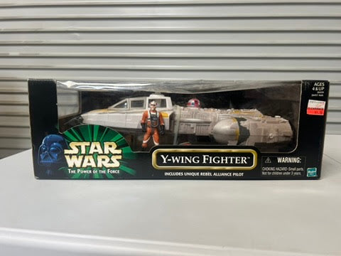 NIB Star Wars The Power of the Force Y-WING FIGHTER w/Rebel Alliance Pilot
